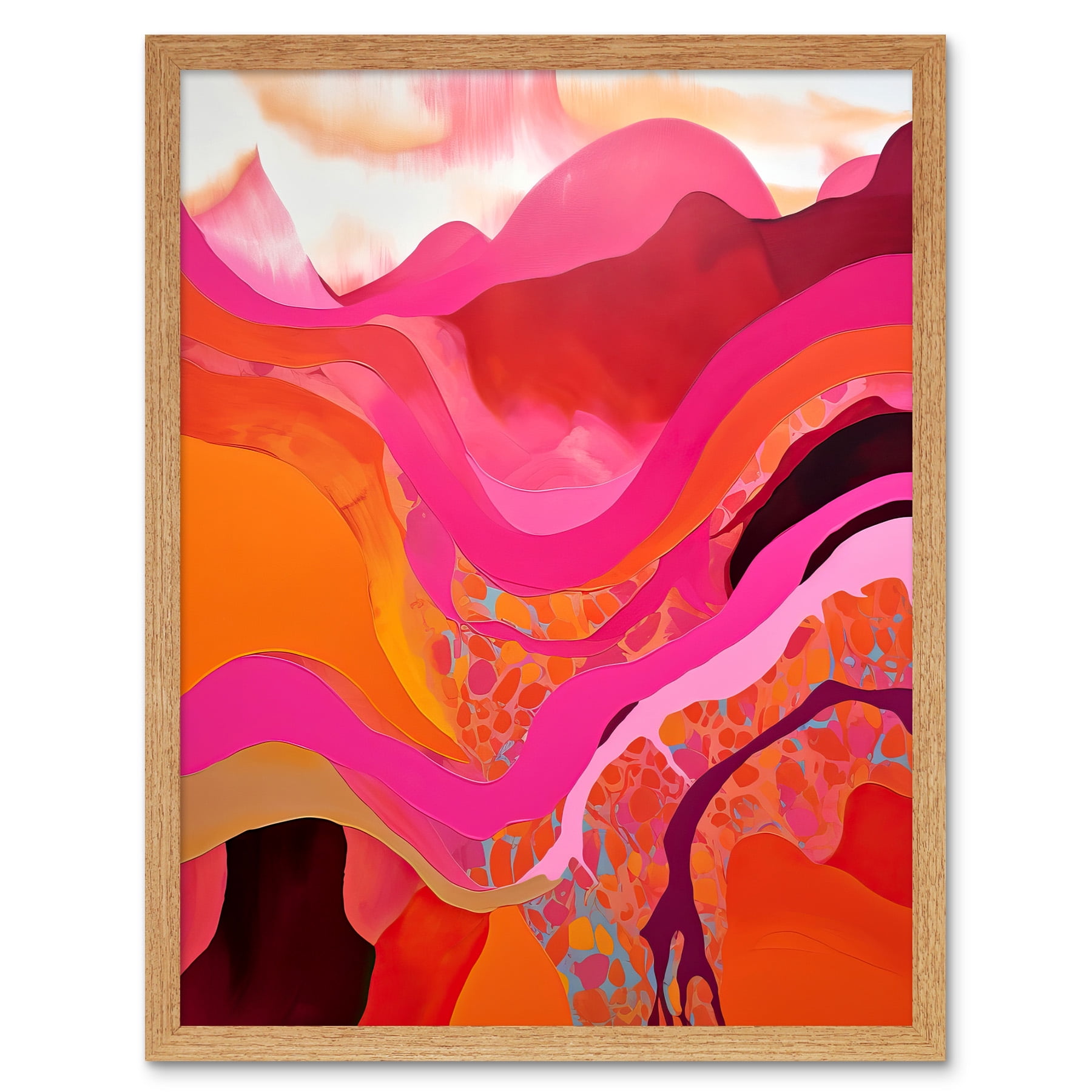 The Pink Mountains Abstract Oil Painting Bright Vibrant Pink Orange ...