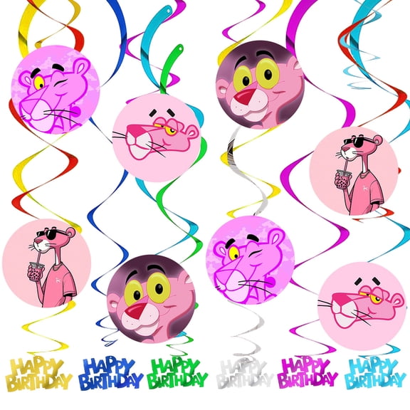 The Pink Panthe Party Decorations Hanging Swirl Sign Whirls Birthday Streamer Ceiling Decor Supplies 14 pcs