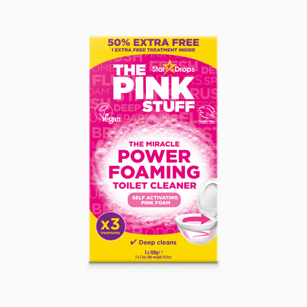 The Pink Stuff Miracle Power Foaming Toilet Cleaner, Self-Activating Formula, Stain Remover, 3 Treatments, 10.5 oz