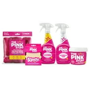 The Pink Stuff Household Essential Bundle (1 Cleaning Paste, 1 Multipurpose Spray, 1 Bathroom Foam Spray, 1 Dual Sided Sqeezy, 1 3Ct Micro Cloth)