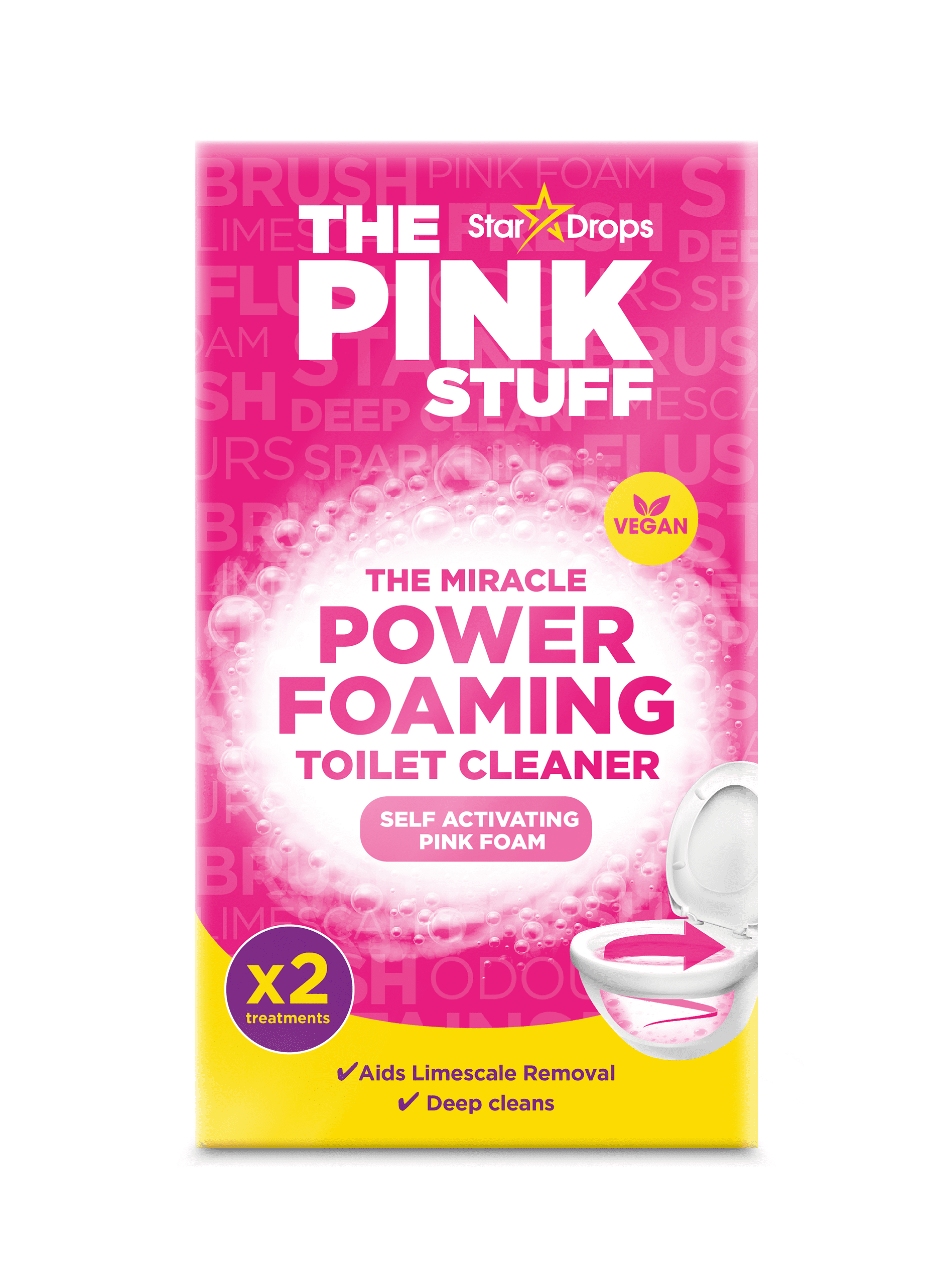 The Pink Stuff, Miracle Power Foaming Powder for Toilets, Bathroom Cleaner,  2 Pack, 7 oz.