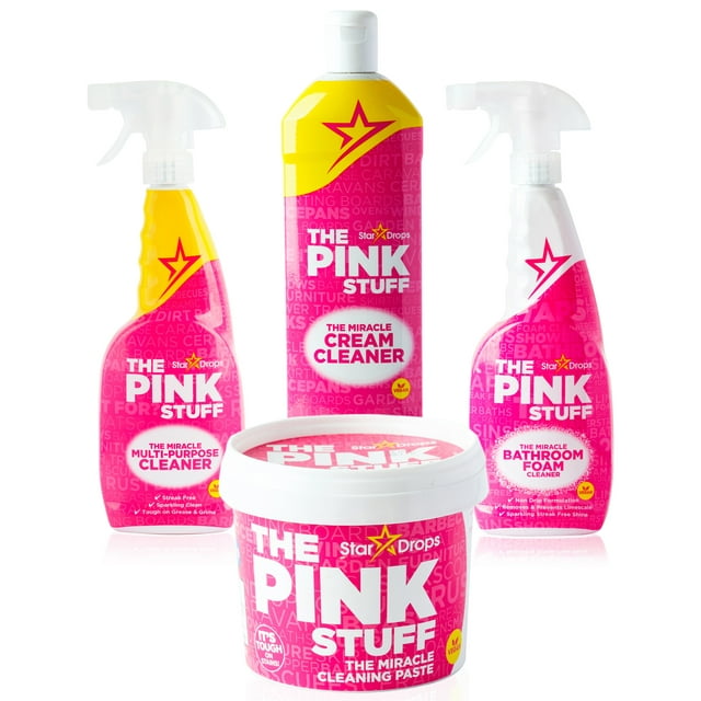 The Pink Stuff - Ultimate Bundle (1 Cleaning Paste, 1 Multi-Purpose Spray, 1 Cream Cleaner, 1 Bathroom Foam Cleaner)