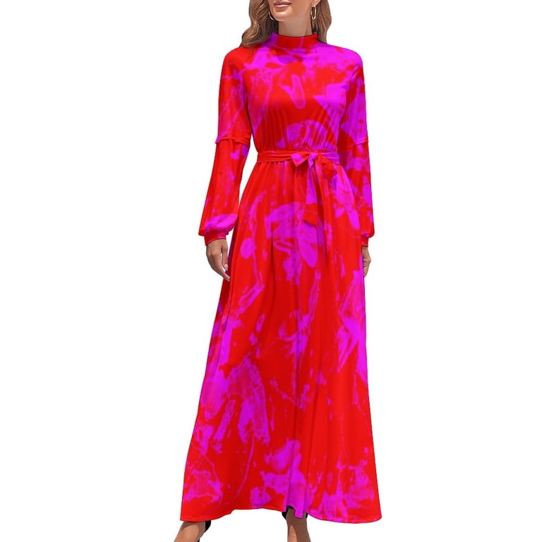 The Pink and Red Floral Motives with Pink Flowers Long Dress women's evening dresses loose women's dress - Walmart.com The Pink and Red Floral Motives with Pink Flowers Long Dress women's evening dresses loose women's dress - Walmart.com