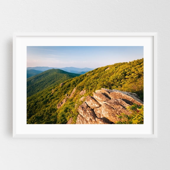 The Pinnacle - Virginia Photography Mountain Landscape Nature Scenic Forest Travel Poster Rural White Framed Wall Art Print 5 x 7 inches