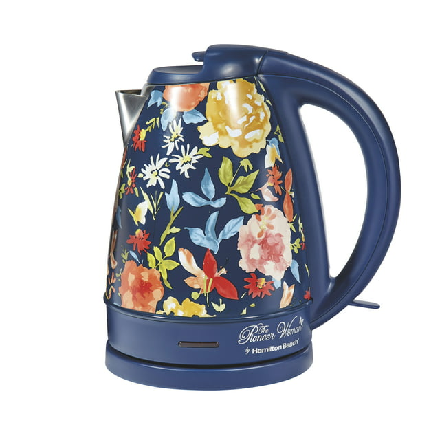 The Pioneer Woman 1.7 Liter Electric Kettle, Fiona Floral Blue, 40971