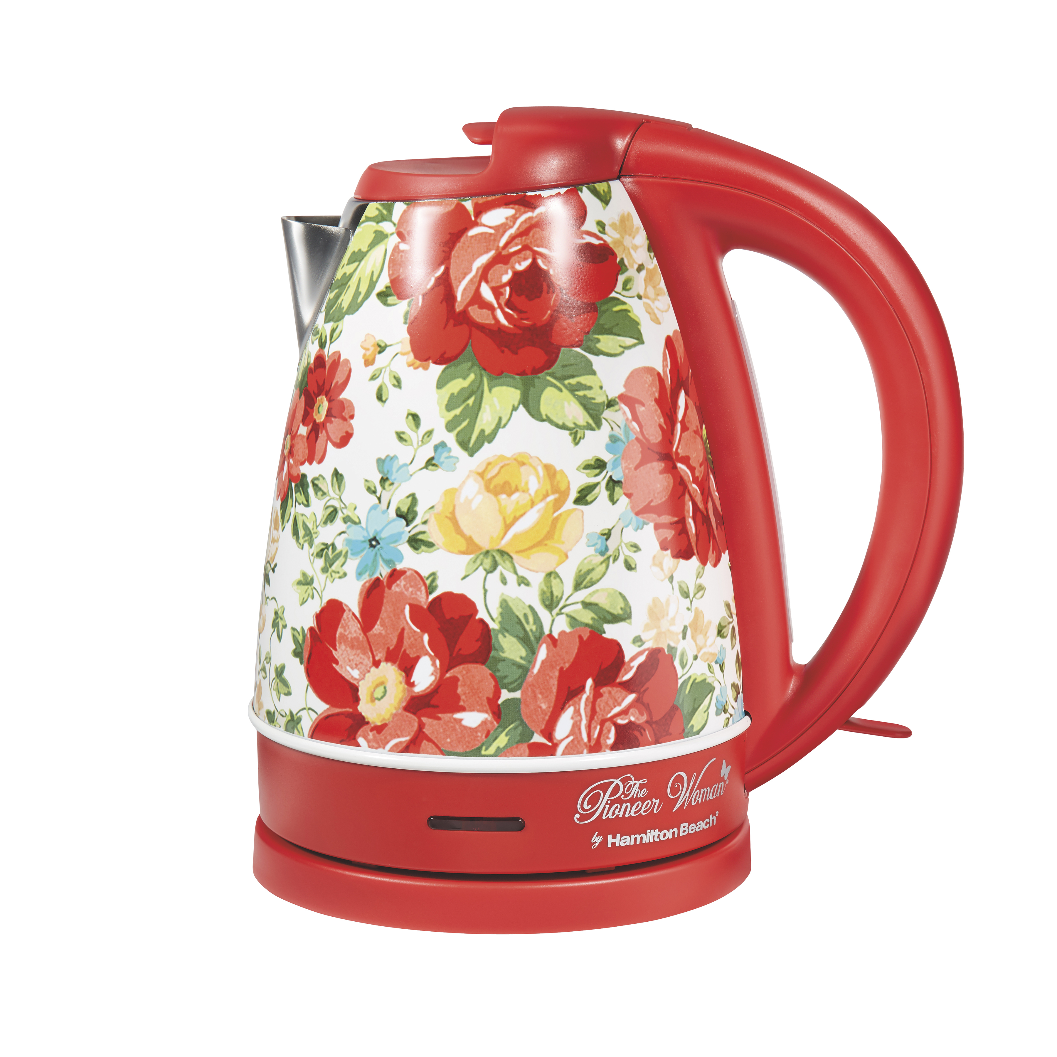 The Pioneer Woman 1.7 Liter Electric Kettle, Vintage Floral Red, 40970 - image 1 of 7