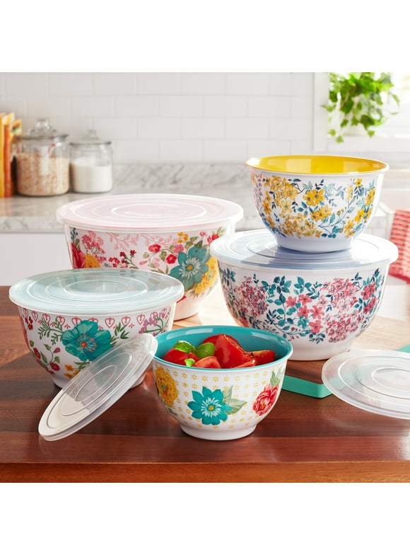 The Pioneer Woman 10-Piece Melamine Mixing Bowl Set, Fancy Flourish