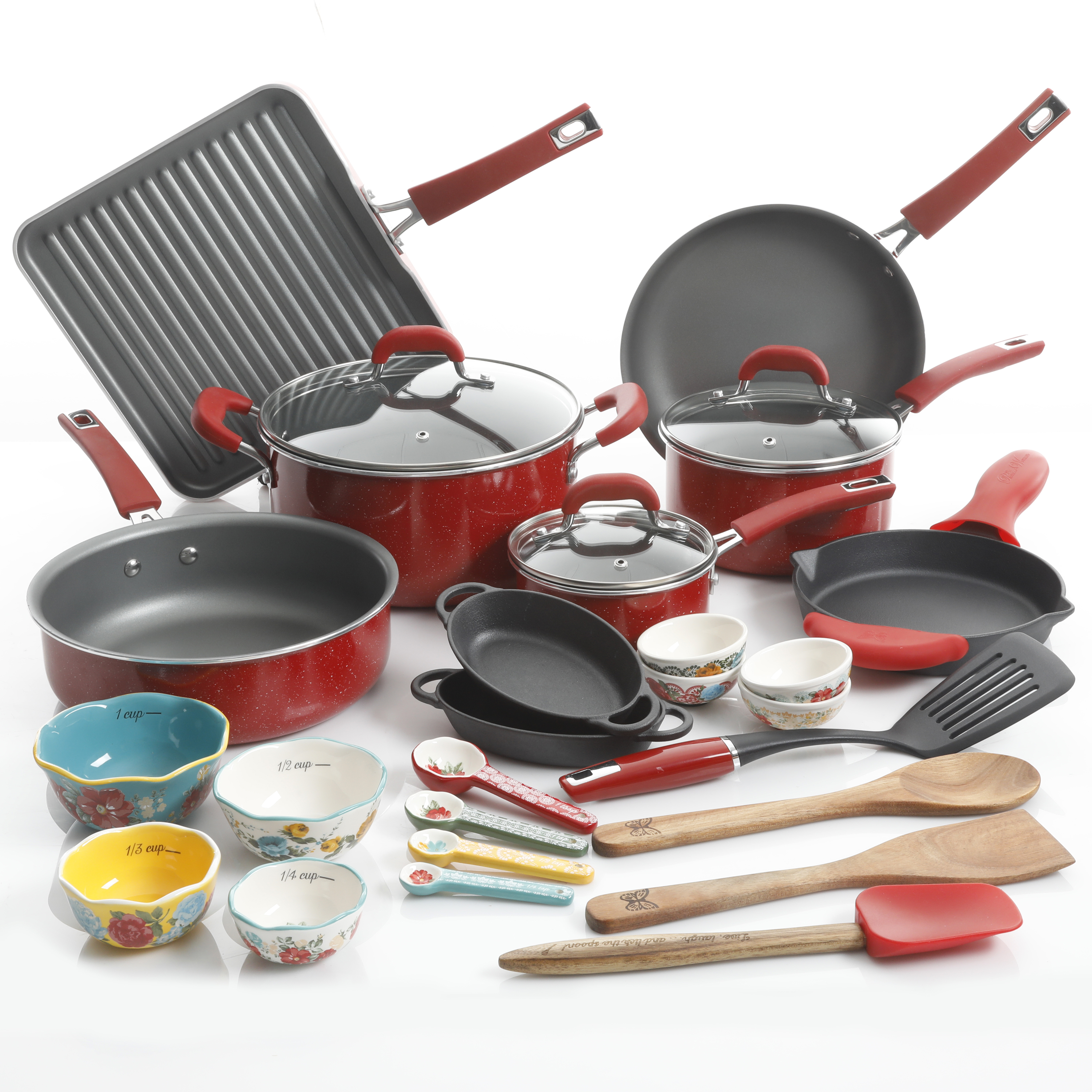 The Pioneer Woman 121223.30R 30pc Cookware Set - Red - image 1 of 5