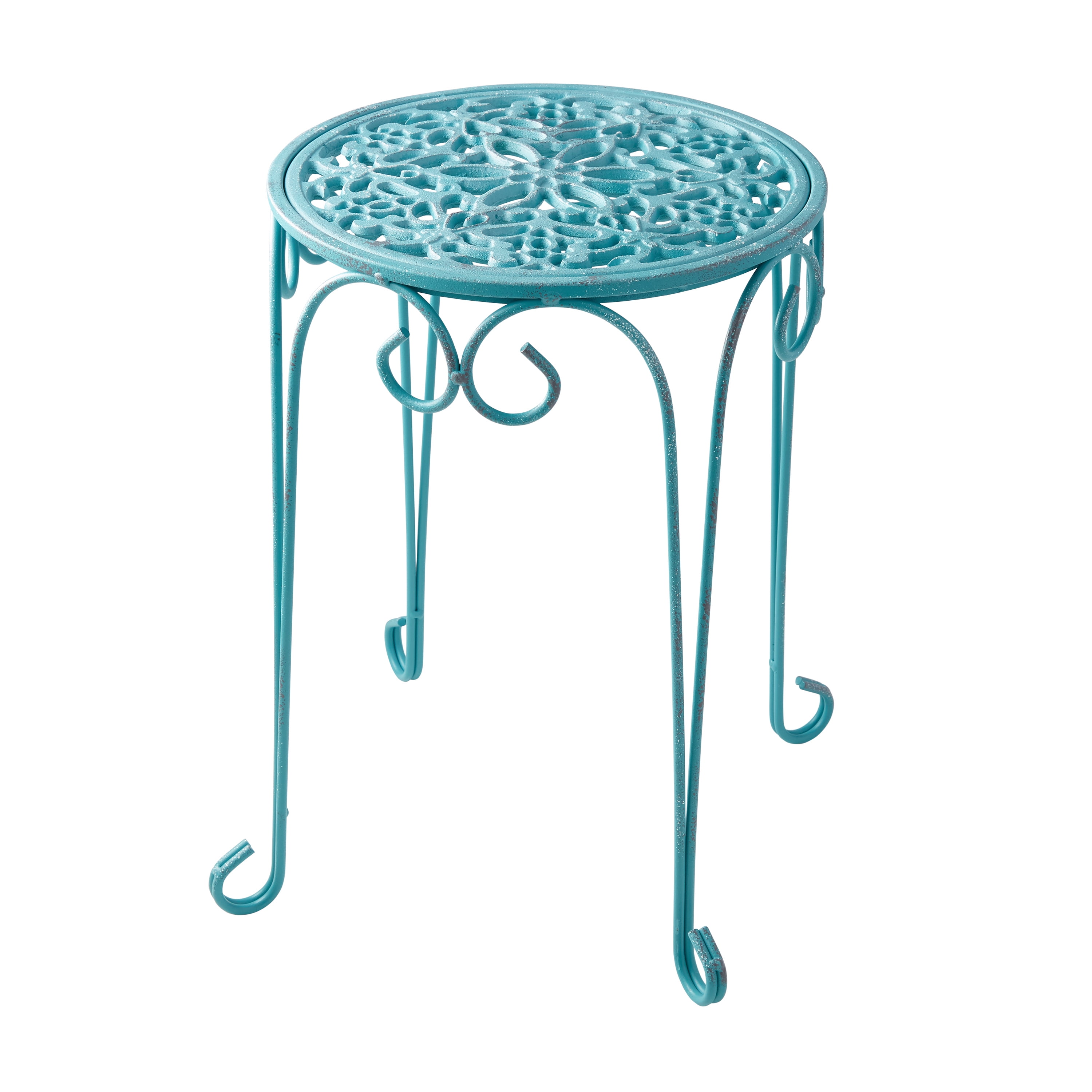 The Pioneer Woman 16 Cast Iron Plant Stand Teal Color with Distressed  Finish