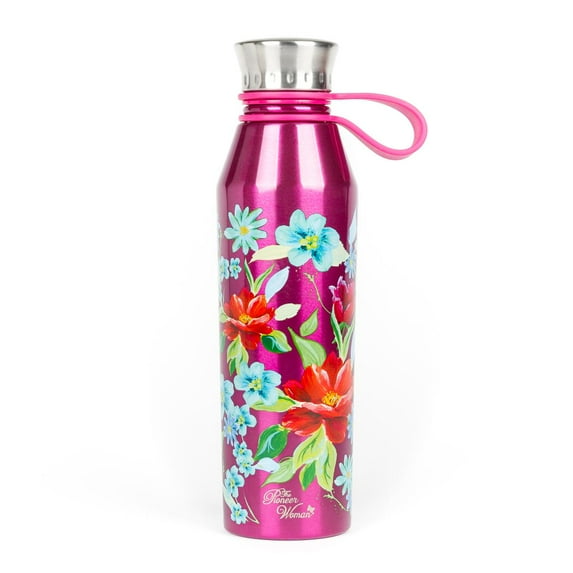 The Pioneer Woman 18 oz Pink Floral Stainless Steel Water Bottle
