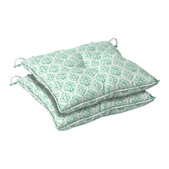 The Pioneer Woman 18" x 19" Green Washy Trellis Outdoor Seat Pad, 2 Pack