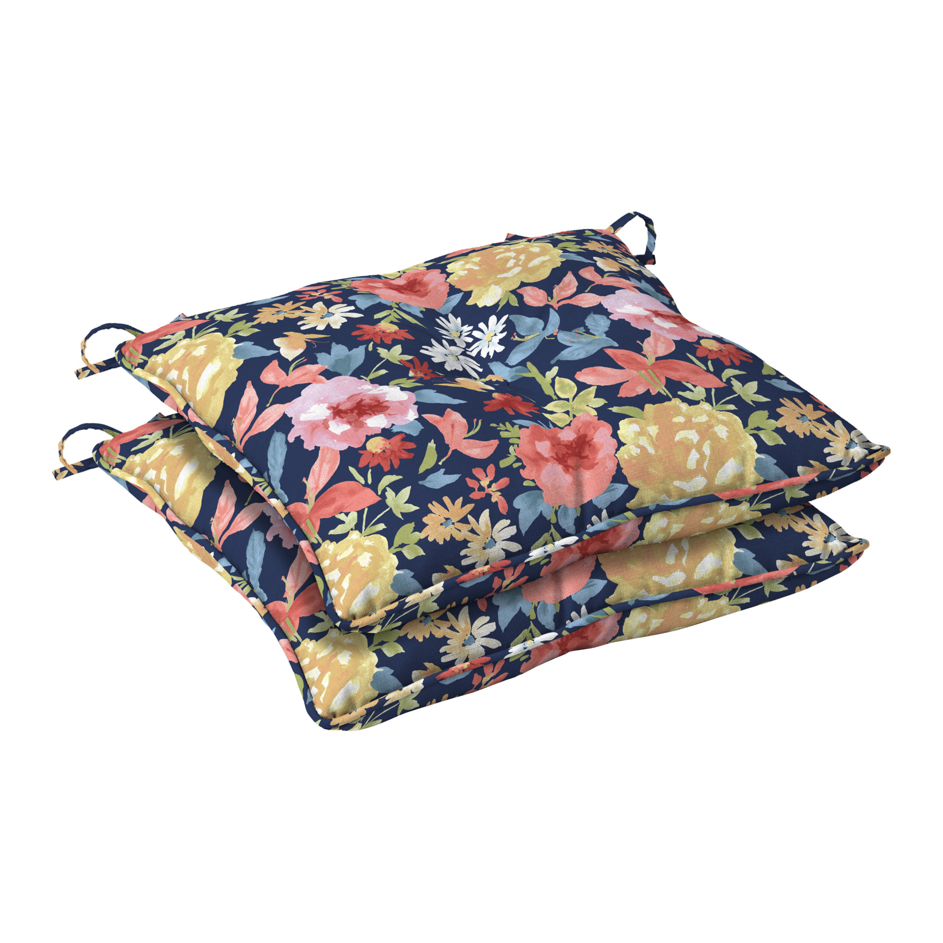The Pioneer Woman 18" x 19" Multi-color Fiona Floral Outdoor Seat Pad, 2 Pack - image 1 of 10