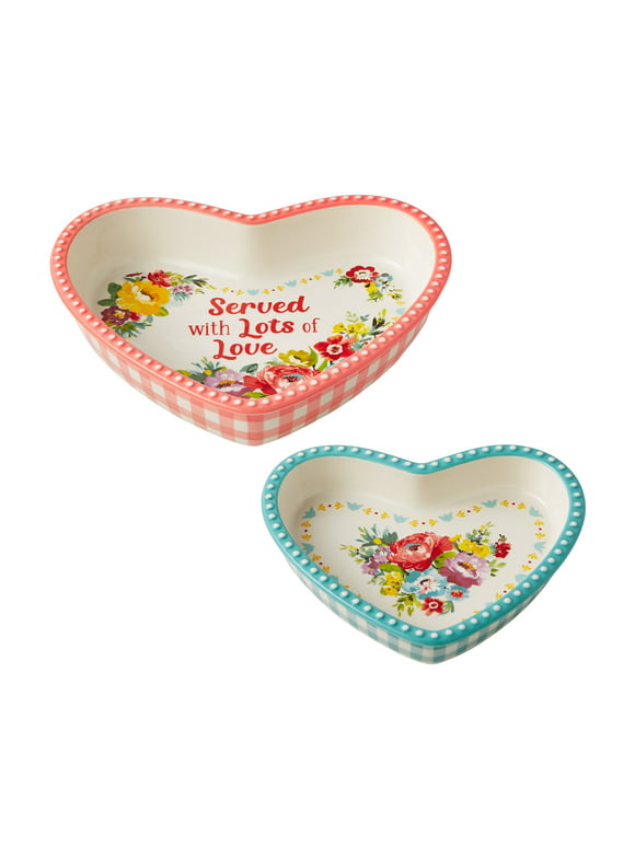 The Pioneer Woman 2-Piece Heart Shaped Ceramic Dish