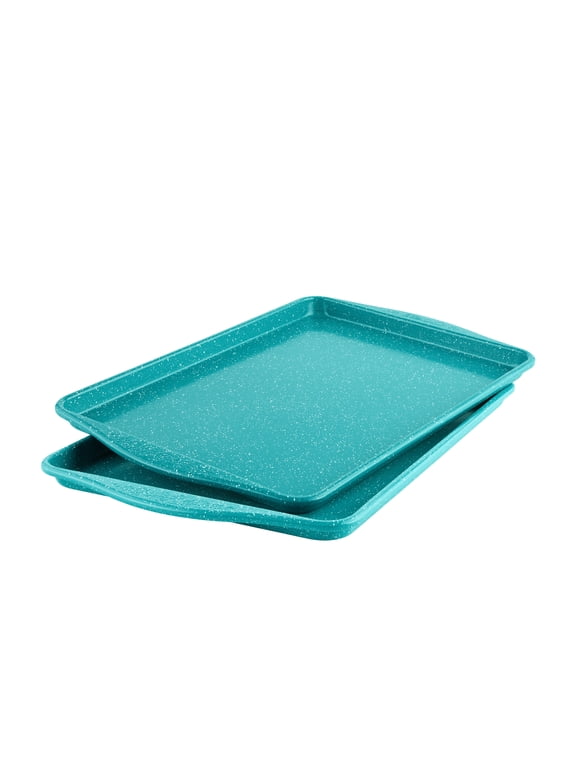 The Pioneer Woman 2-Piece Nonstick Aluminum Cookie Sheet Set, Teal Speckle