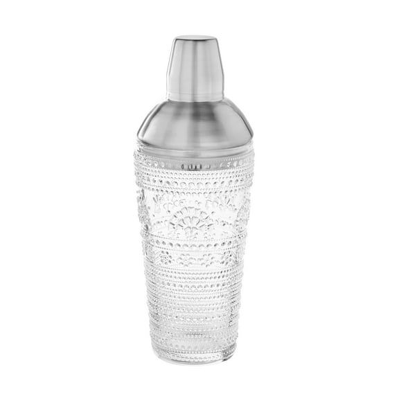 The Pioneer Woman Channing Glass 24-Ounce Cocktail Shaker with Stainless Steel Lid, Clear