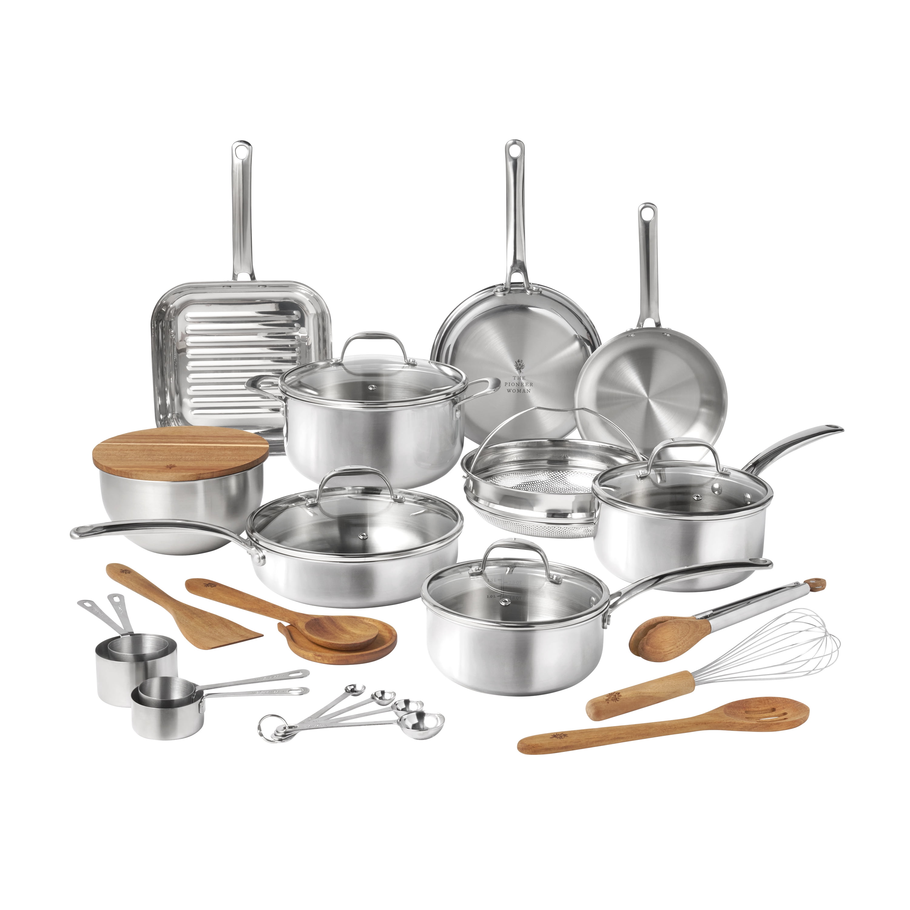 The Pioneer Woman 28-Piece Tri-Ply Stainless Steel Cookware Set