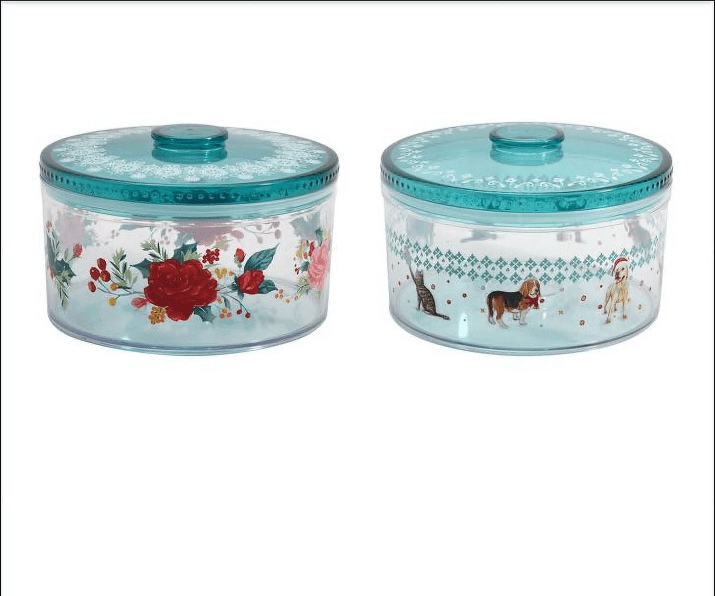 The Pioneer Woman 2pk Treat Container -Cheerful Rose and Dogs & Cats
