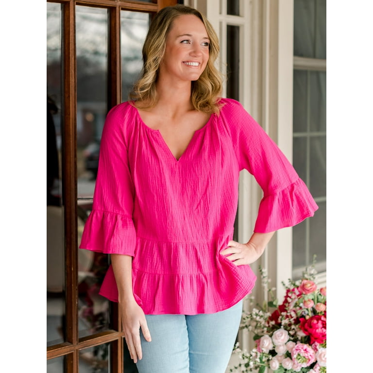 Tiered top ruffle blouse