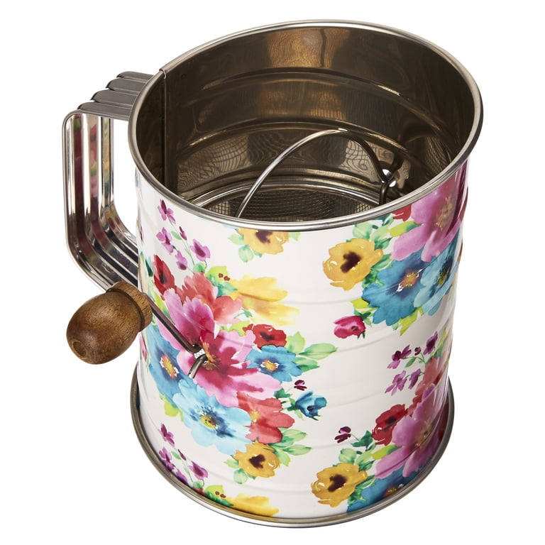 The Pioneer Woman 3-Cup Stainless Steel Crank Flour Sifter and