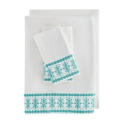 The Pioneer Woman 300 Thread Count Floral Eyelet Sheet Set, Teal, Queen, 4-Pieces