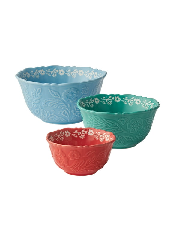 The Pioneer Woman 3pc Embossed Stoneware Serve Bowl Set