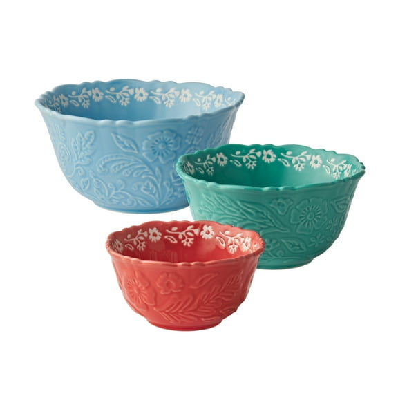 The Pioneer Woman 3pc Embossed Stoneware Serve Bowl Set
