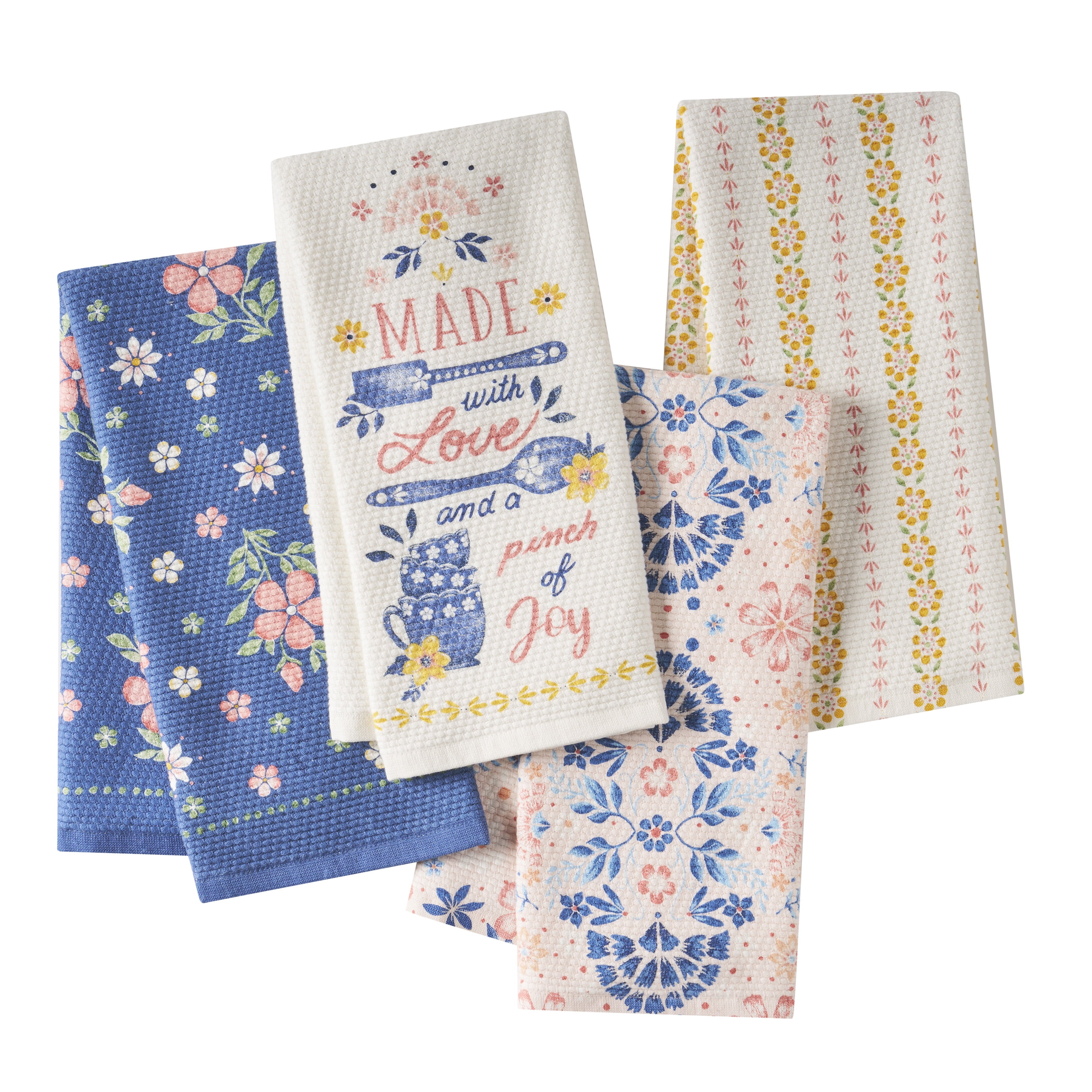 The Pioneer Woman Hattie Woven Kitchen Towels, Multicolor, 18" x 28", Set of 4