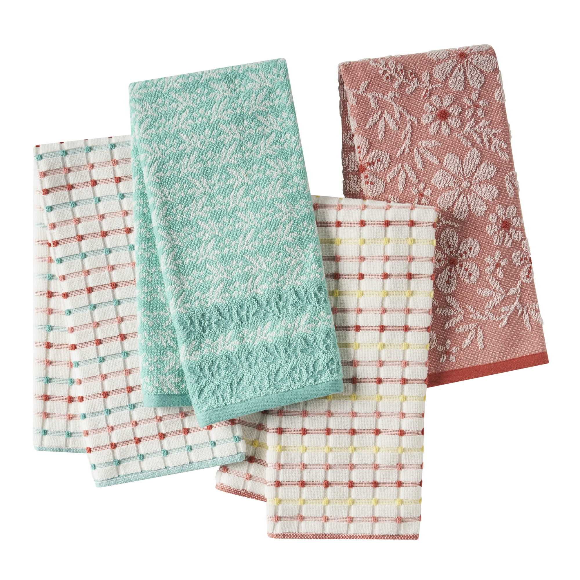 The Pioneer Woman Floral Dot Woven Kitchen Towels, Multicolor, 18" x 28", Set of 4