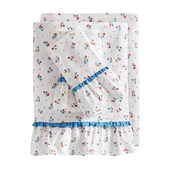 The Pioneer Woman 4-Piece 300 Thread Count Multi-color Printed Cotton Bed Sheet Set, Queen