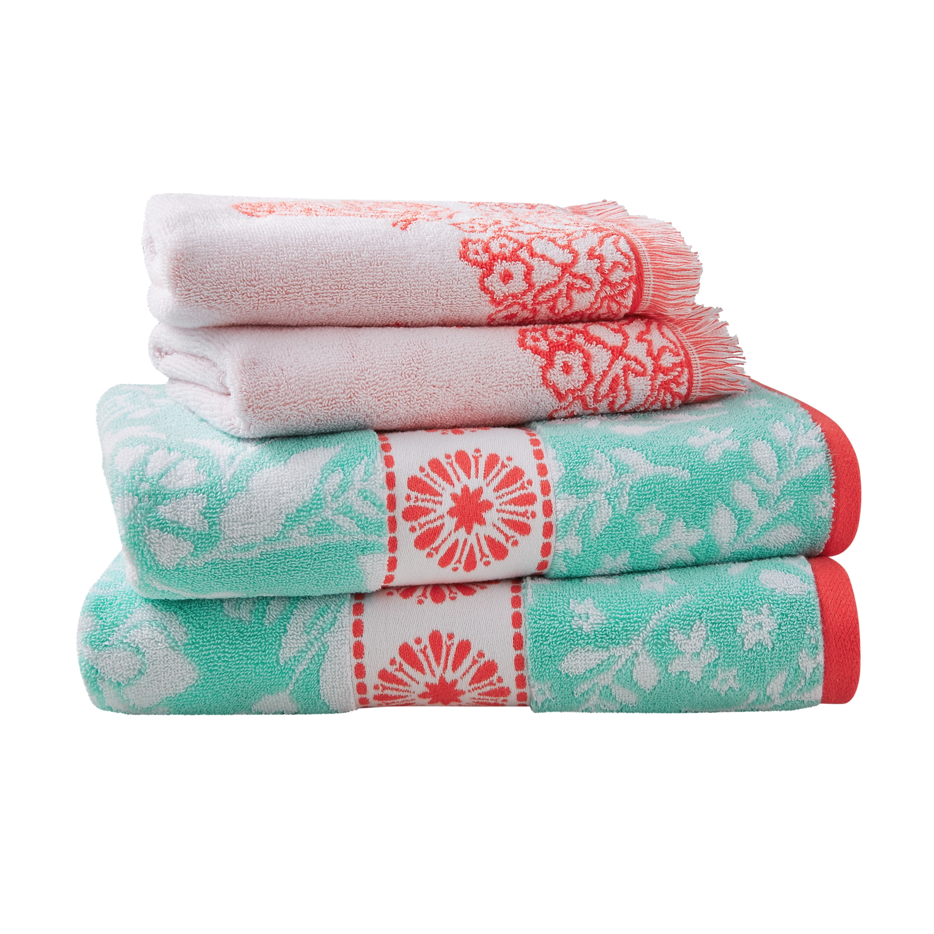 The Pioneer Woman 4 Piece Cotton Bath Towel Set Classis Mint Green Walmart