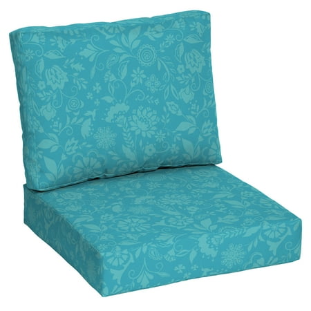 The Pioneer Woman 42" x 24" Mazie Teal Deep-Seat Outdoor Seating Cushions (2 Pieces)