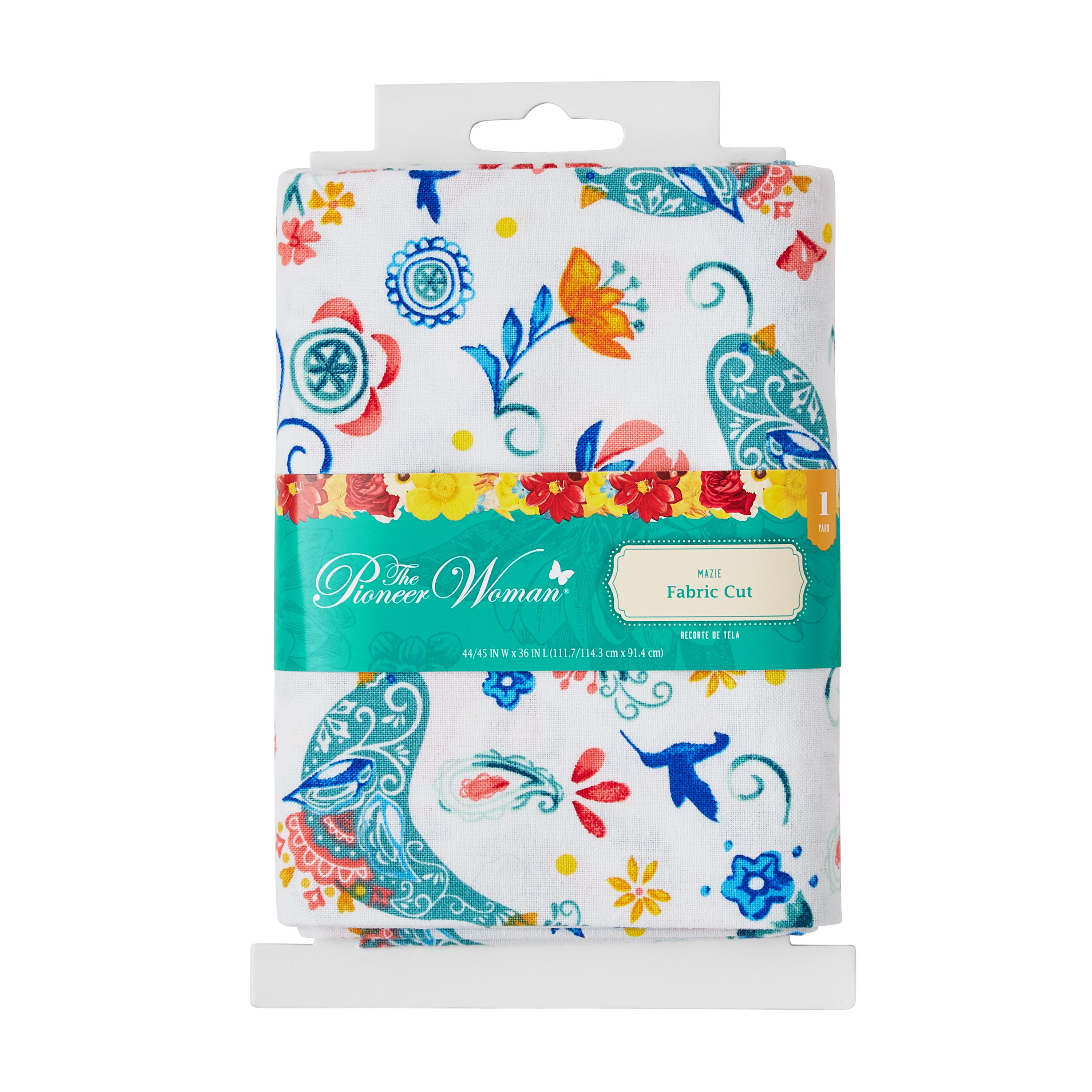 The Pioneer Woman 44" x 1 Yard Cotton Mazie Fabric Precut, White