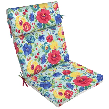 The Pioneer Woman 44" x 21" Reversible Delaney & Ditsy Floral Rectangle Outdoor Chair Cushion, Multicolor