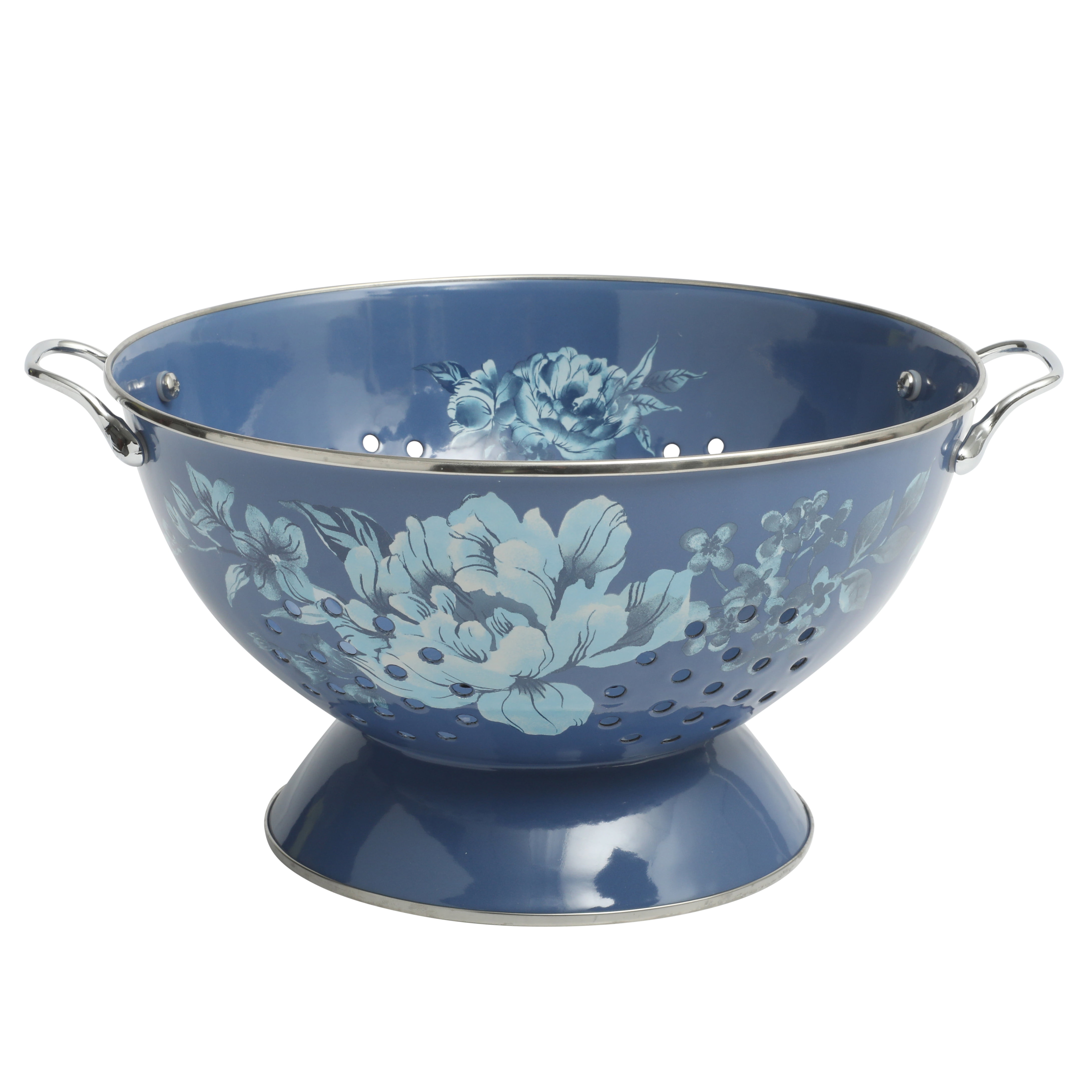 The Pioneer Woman Delilah Enamel-on-Steel 5-Quart Colander, Blue