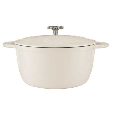 The Pioneer Woman 5-Quart Oven-Safe Enamel Cast Iron Dutch Oven, Linen