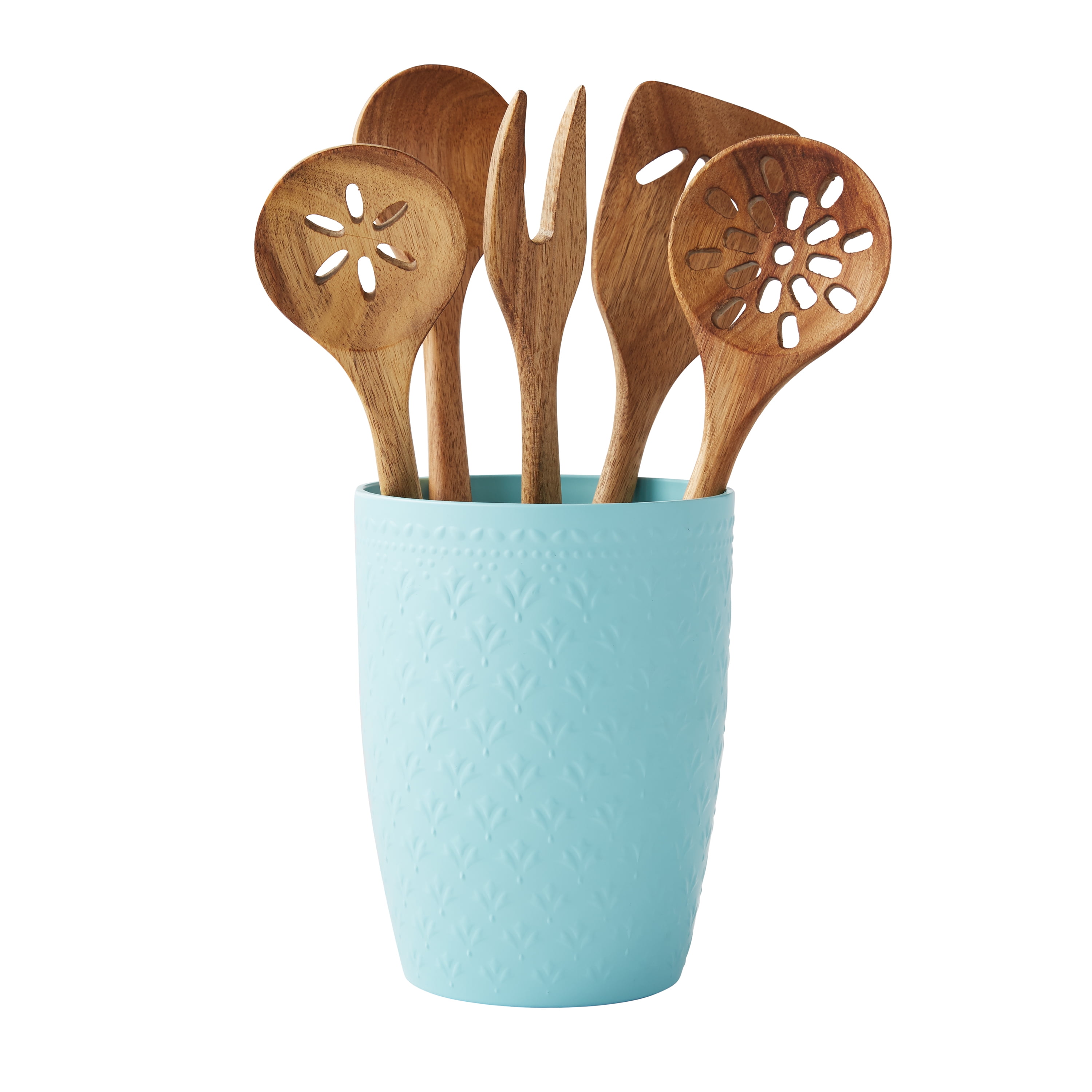 The Pioneer Woman Patchwork Medley 6-Piece Acacia Wood Utensil Set