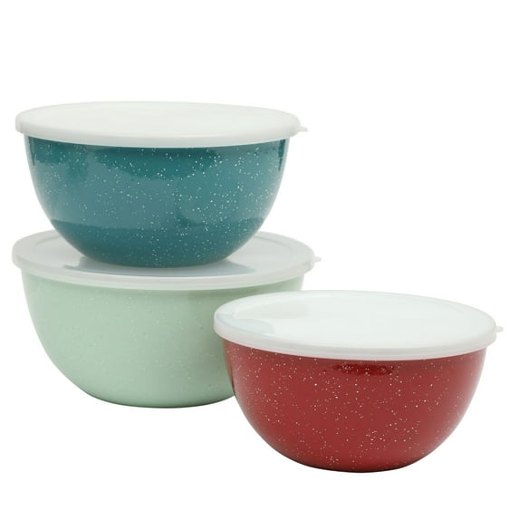The Pioneer Woman 6-Piece Enamel on Steel Mixing Bowls with Lids