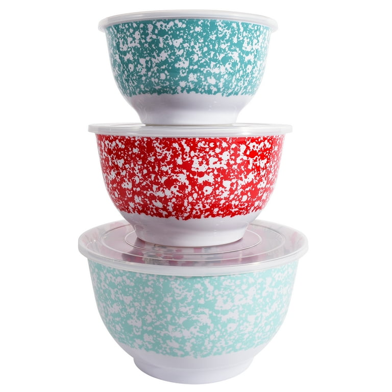 Mixing Bowl Set with Lids, 6-Piece Melamine Nesting Bowls Set for Pasta  Baking S