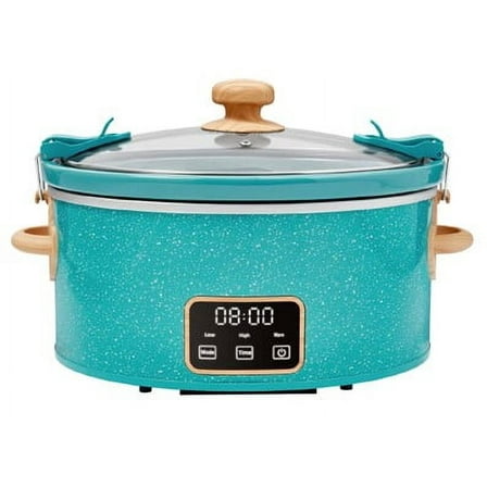 The Pioneer Woman 6 Quart Digital Slow Cooker with Locking Lid, Teal Speckle