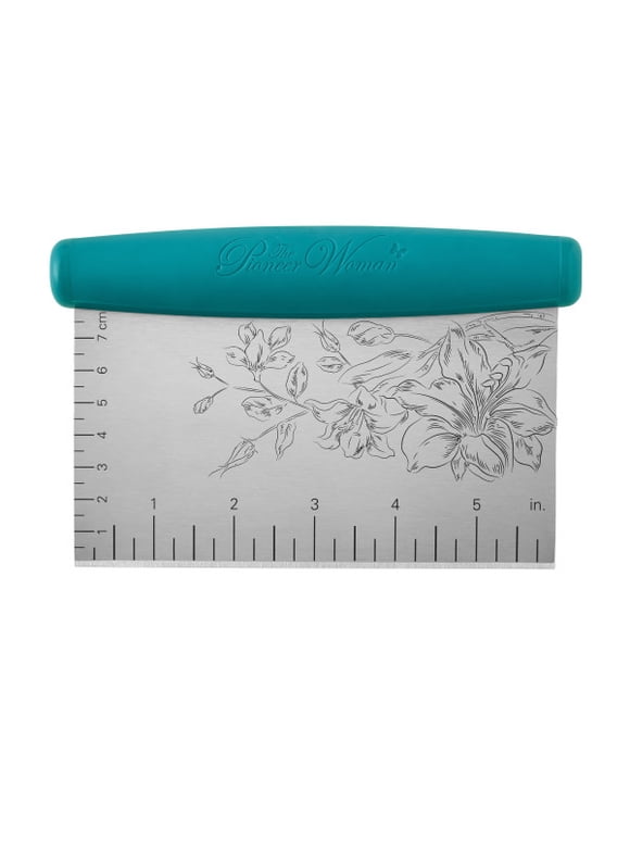 The Pioneer Woman 6" Stainless Steel Bench Scraper and Dough Cutter, Silver/Teal