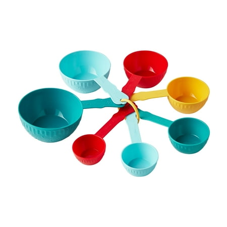 The Pioneer Woman Timeless Beauty 2 cup Decorated Plastic Stackable, Nesting Measuring Cups With Ring Multicolor
