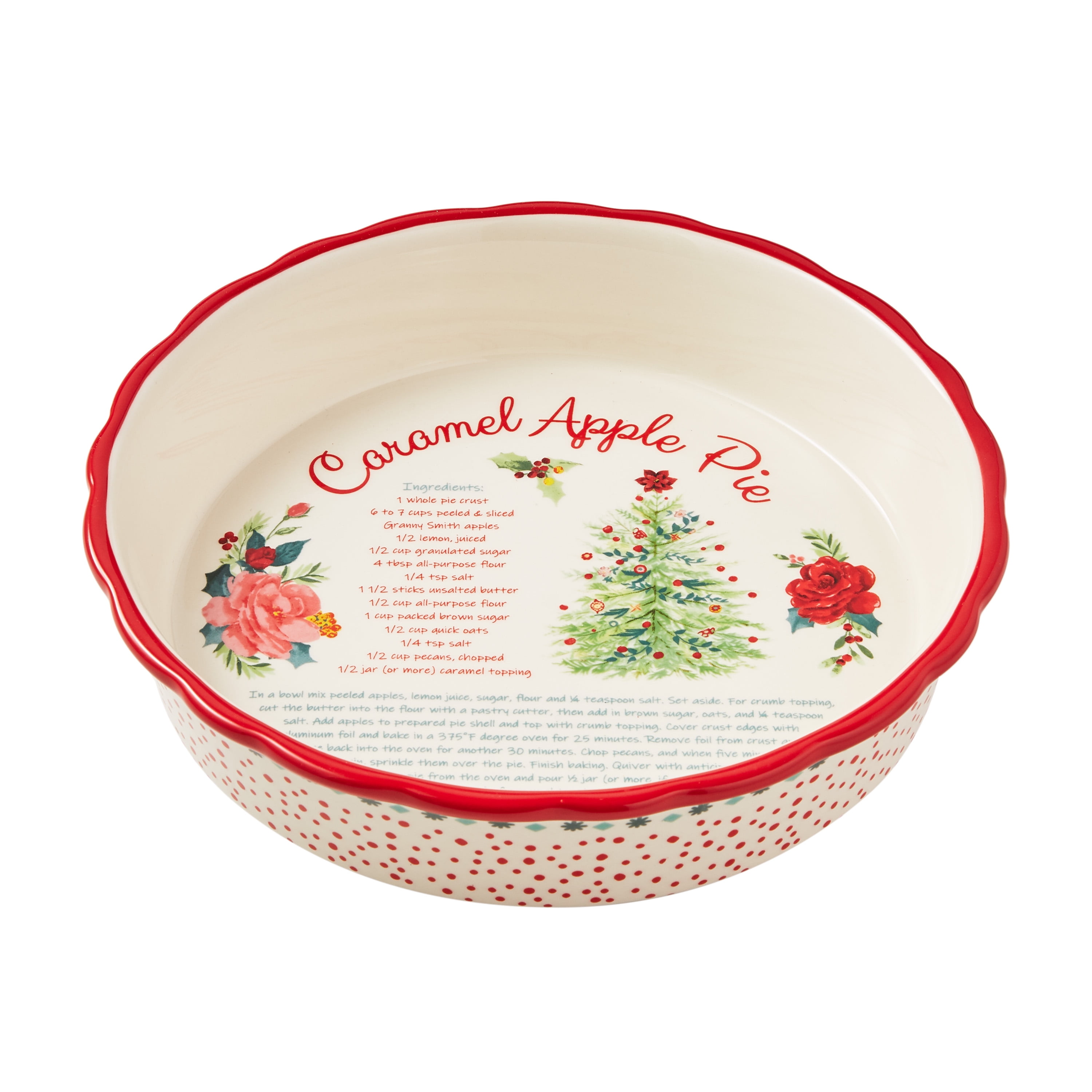 The Pioneer Woman Christmas Holiday Garland 9 Stoneware Deep Dish Pie Pan  - New