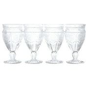 The Pioneer Woman Adeline 12-Ounce Footed Glass Goblets, Set of 4, Clear