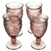 The Pioneer Woman Adeline 12-Ounce Footed Glass Goblets, Set of 4, Plum