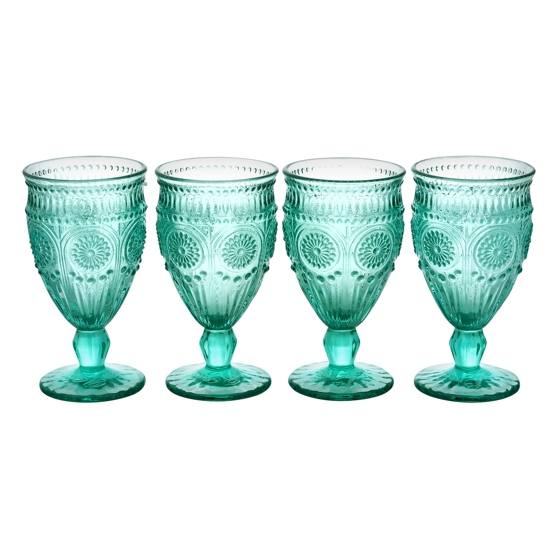 The Pioneer Woman Adeline 12-Ounce Footed Turquoise Glass Goblets, Set of 4 - image 1 of 5