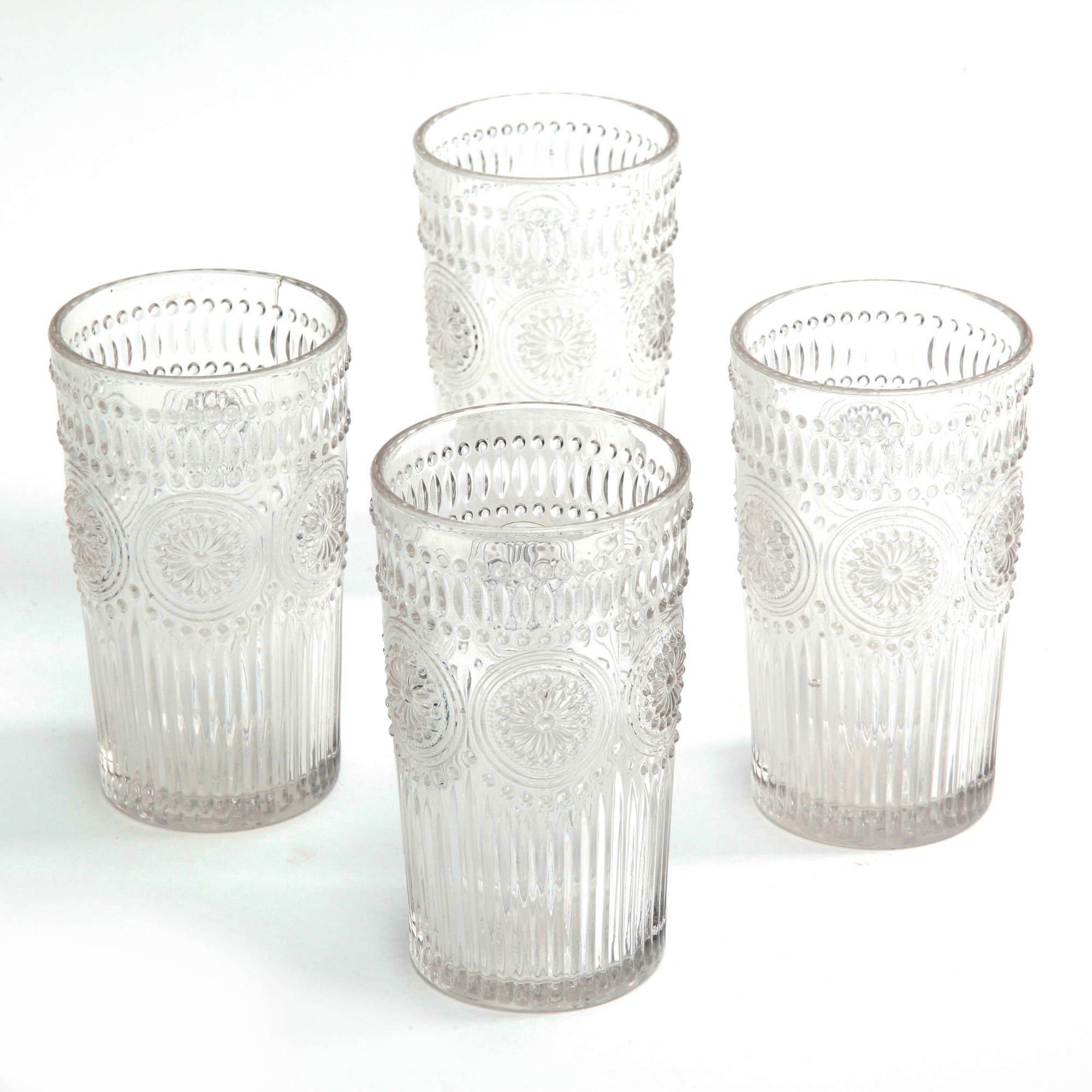 The Pioneer Woman Adeline 16 Ounce Embossed Glass Tumblers Set Of 4 Clear 