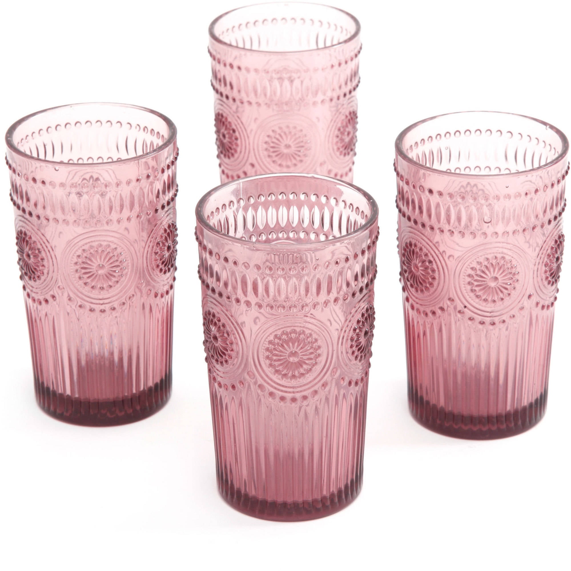 Lilac Faceted Stackable Drinking Glasses Set of 4