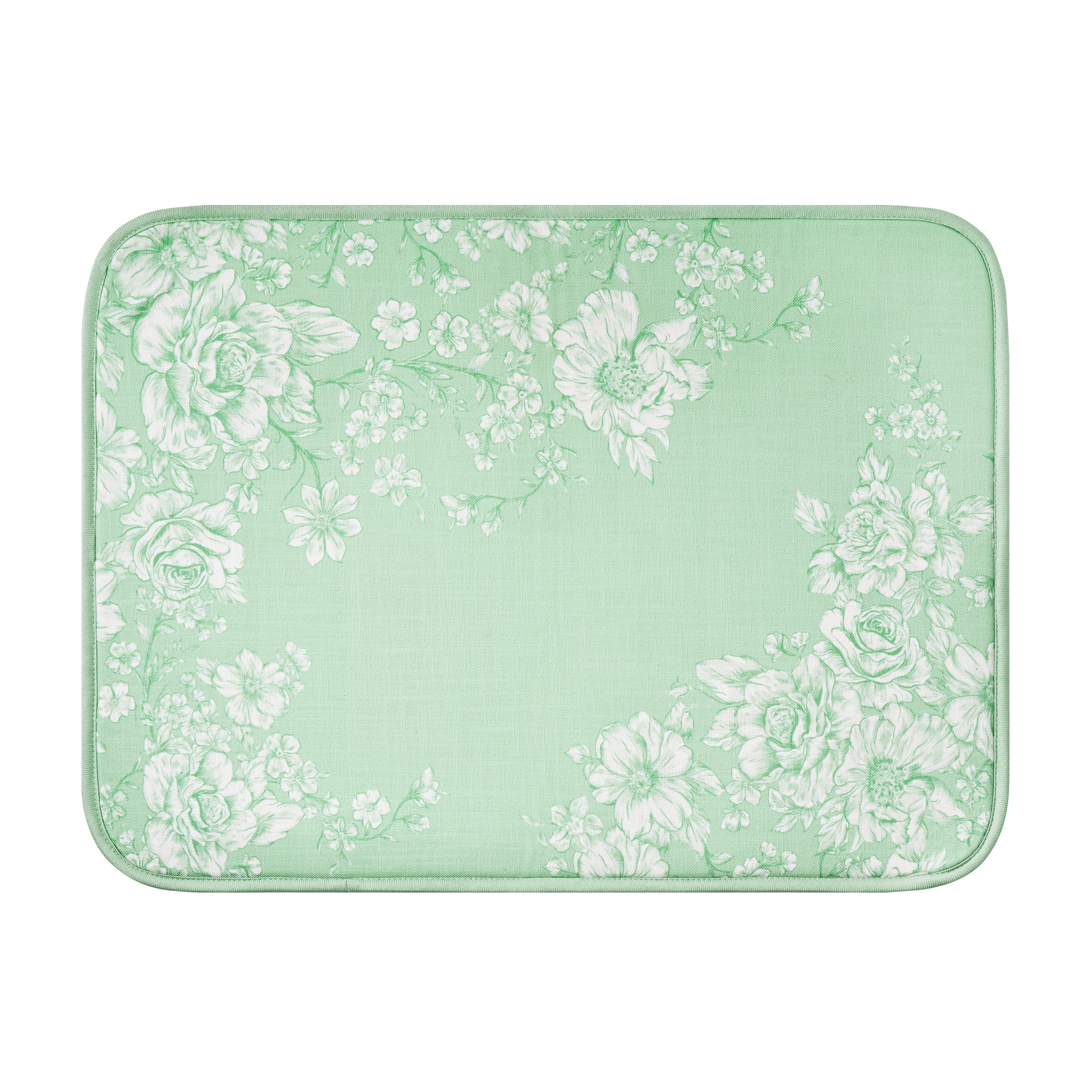 The Pioneer Woman Agatha 100% Polyester Dish Drying Mat, Green, 18" x 24"