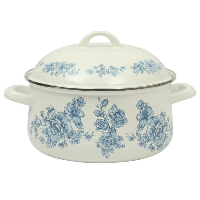 The Pioneer Woman Agatha 6 Quart Enamel-on-Steel Dutch Oven with Side Handles, Blue
