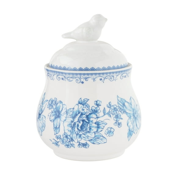 The Pioneer Woman Agatha Stoneware Sugar Bowl with Lid, Blue
